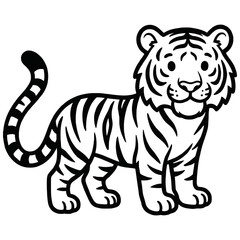 Obraz premium Cute cartoon tiger standing with playful expression
