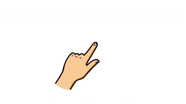 Animation Cartoon Hand Pointing Gesture Up On Alpha Screen Background Simple Gesture Illustration For UI