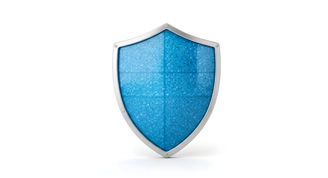 A blue shield with a silver border