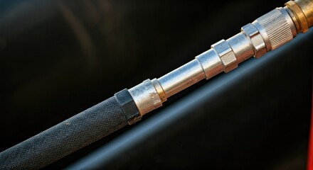 Naklejka premium Close-up of industrial metal and rubber hose section