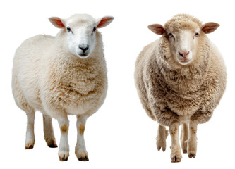 Fototapeta premium Two sheep standing together isolated studio