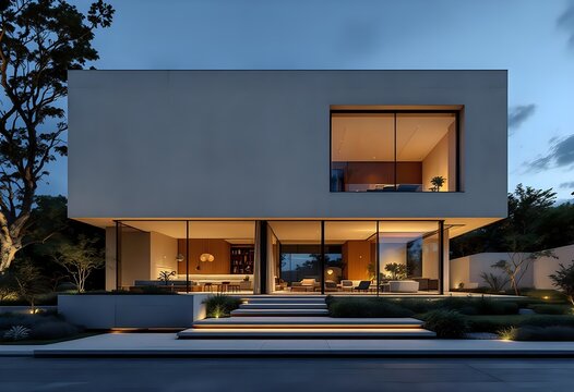 Monolithic Minimalist Facade, Honed Limestone Masonry, Rift-Sawn White Oak, Mono