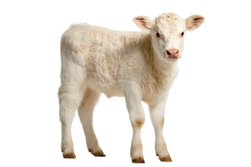 Fototapeta premium Young calf standing isolated on white