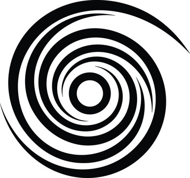 Spiral vortex silhouette illustration, whirlpool icon design, abstract motion vector art, dynamic swirl pattern, spiral flat vector illustration