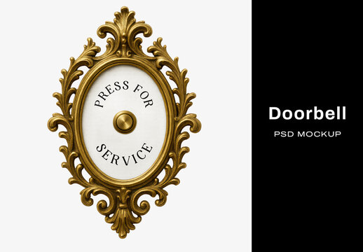 Elegant Vintage Doorbell Mockup PSD