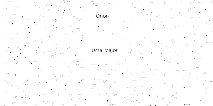 Constellation map displaying orion and ursa major with scattered stars