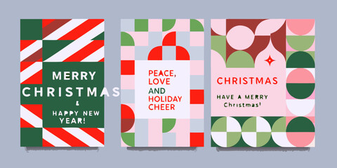 Festive christmas card designs with geometric patterns and holiday greetings © RanjanKumar