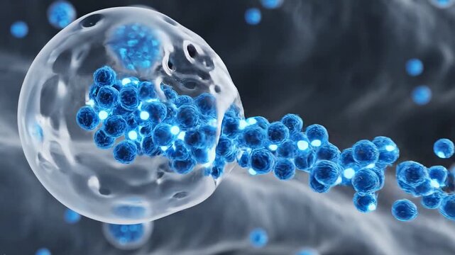 Blue Cells in a Microscopic View.