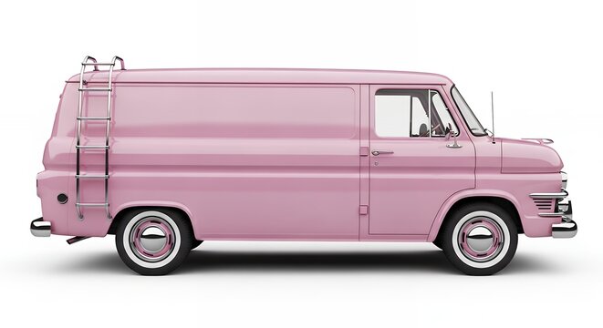 Pink delivery van illustration against white background commercial vehicle