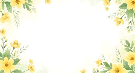 Fototapeta premium Delicate yellow floral pattern on a white background