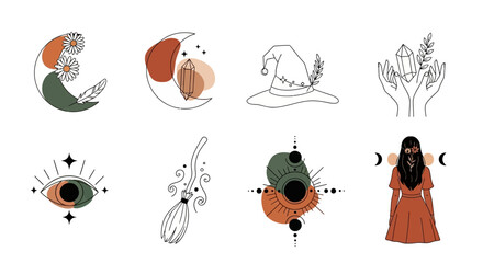 Collection of cute vector animal and insect silhouettes with butterflies cats birds and flowers in cartoon illustration style © Rizky