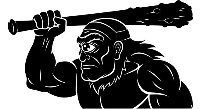 Ferocious Cyclops Warrior with Club, Mythological Creature Illustration