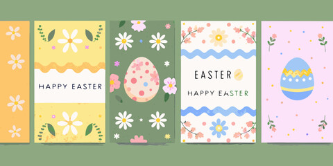 Colorful easter card designs with floral patterns and festive greetings © Ripan