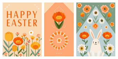 A festive easter collection with flowers bunnies and spring greetings © Ripan