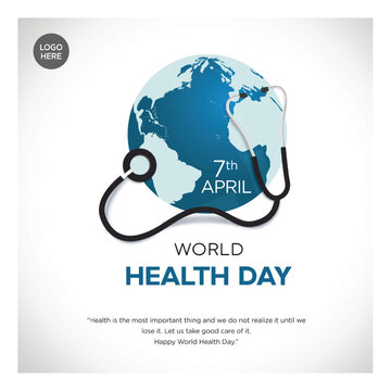 World Health Day observed on 7th April. World health day, health awareness concept. Flat vector illustration with sky blue tone