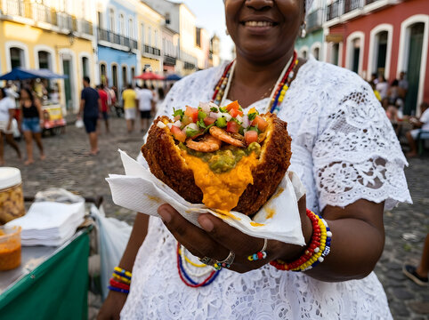 Traditional Bahian Acaraje with Vatapa and Dried Shrimp in Rio