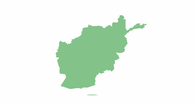 Afghanistan map outline, country shape, green on white background, simple illustration
