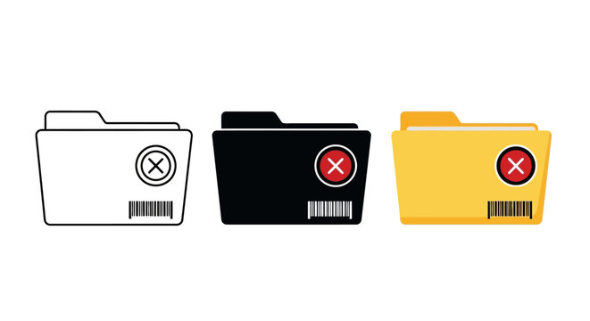 Rejected document folders with error symbols.