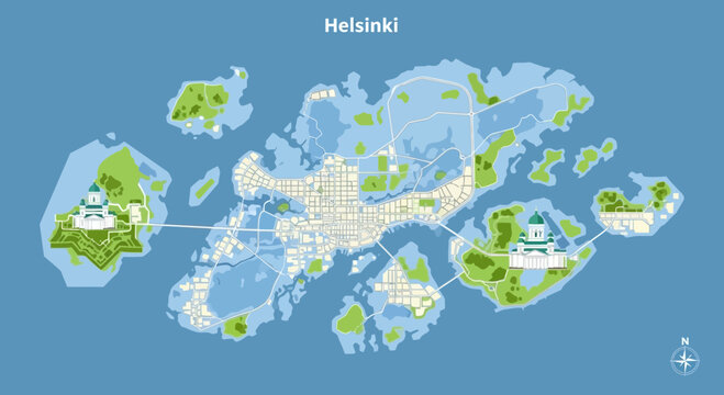 Helsinki City Map: Archipelago Islands, Urban Layout, and Iconic Landmarks