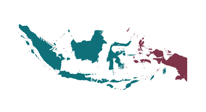 Map of Indonesia, archipelago, Southeast Asia, colorful outline, geographic representation