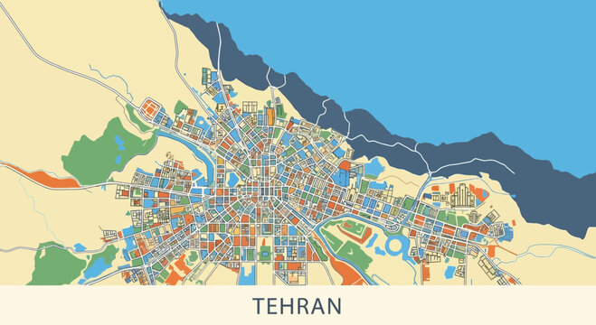 Tehran City Map Aerial View - Urban Planning and Infrastructure