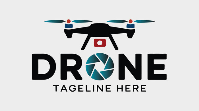 Drone, aerial photography, camera drone, quadcopter icon, vector logo