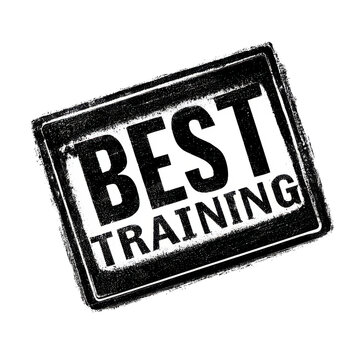 A black and white stamp with the words best training
