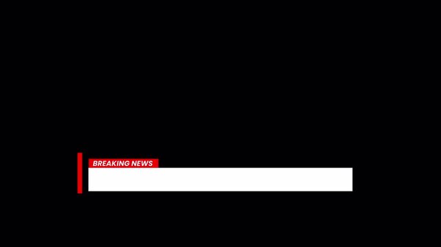 Breaking News Lower Third Cable TV Chyron Banner on Transparent Alpha Background 4k video