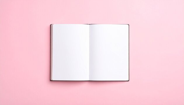 Open spiral notebook blank pages pink background minimal clean design