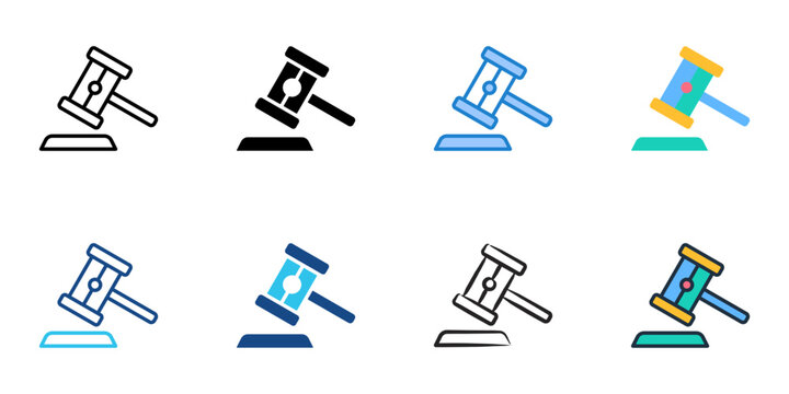 NFT auction icons set multiple style collection. Editable stroke 
