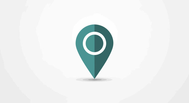 Teal Map Pin Icon with Circle, Location Marker Symbol, Navigation and GPS Concept
