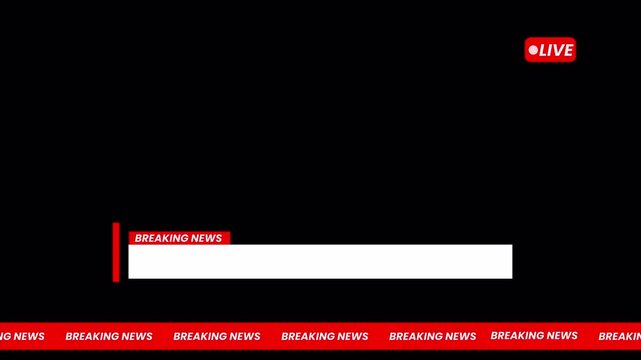 Breaking News Lower Third Banner for Cable News TV Broadcast, Simple and Clean Chyron with Transparent Alpha Background for News Media and Customizable Video Production 4k video