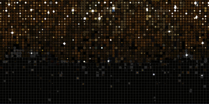 Abstract golden glitter background with geometric patterns and sparkling highlights