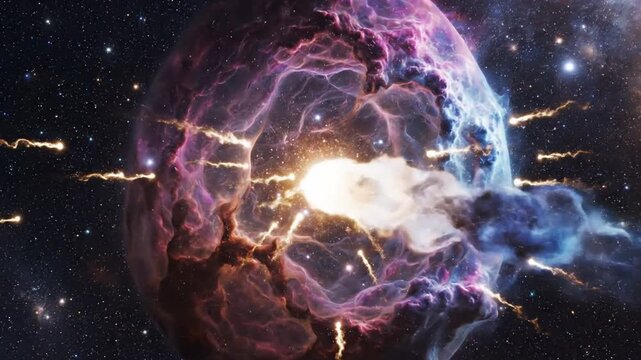 Cosmic nebula explosion vivid colors and dynamic energy in outer space
