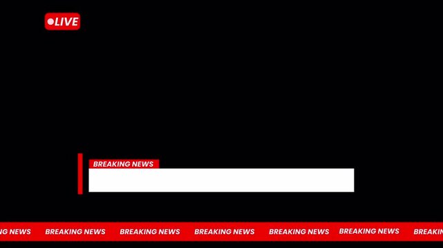 Breaking News Lower Third Banner with Transparent Background and Scrolling Ticker for TV Broadcast and Cable News Media Production 4k video