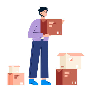 A flat style illustration depicting packaging
