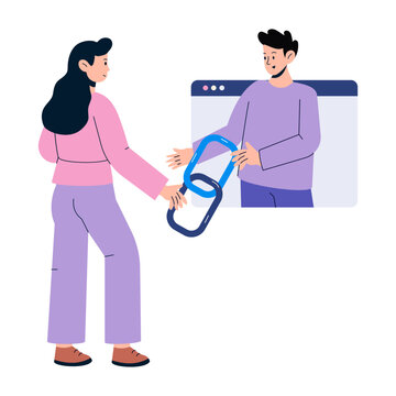 A flat style illustration depicting seo backlinks