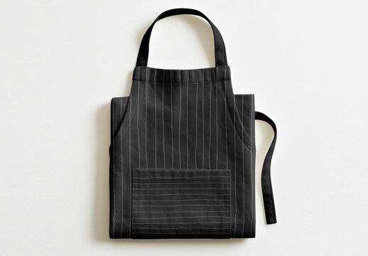 Elegant Black Apron Mockup With Stripes PSD