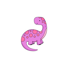 Purple Long Neck Brachiosaurus Dinosaur with Pink Spots Illustration © Rika's House