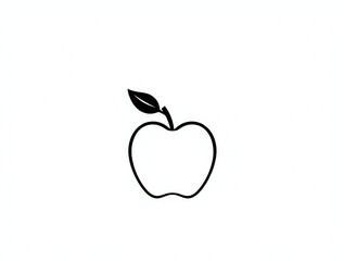 Obraz premium Simple outline drawing of an apple with a leaf and stem