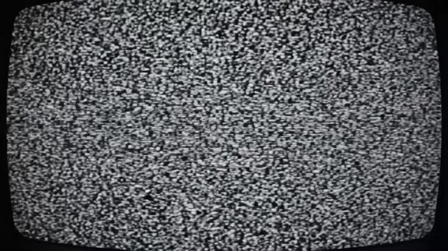 Static interference pattern displayed on an old television screen, representing signal loss or analog broadcast