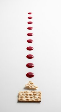 Rubies falling onto a waffle.