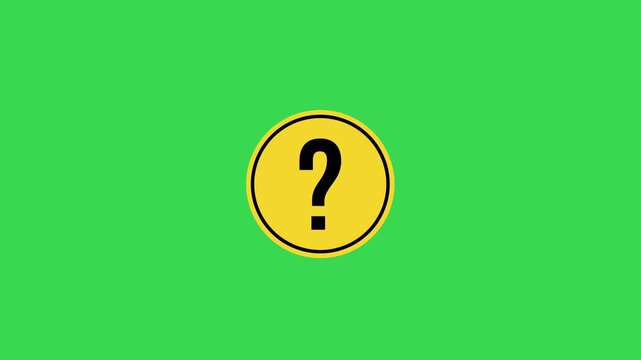 Animated Circle Yellow Question Mark Icon on Green Screen - FAQ, Help, and Support Concept.
