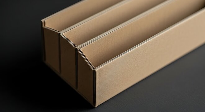 Empty cardboard document organizer file sorter on black background