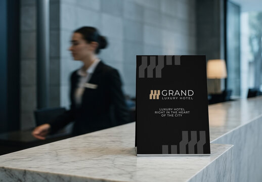 Elegant Hotel Reception Area With Sign Mockup PSD