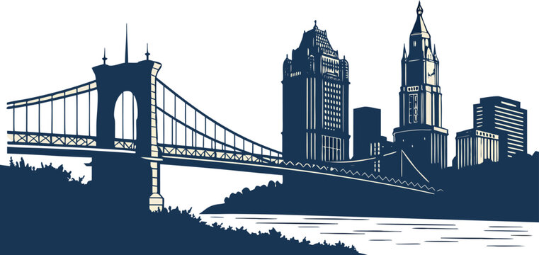 Cincinnati silhouette skyline vector.