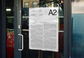 Mockup Of Customizable Vertical A2 Sign On Door