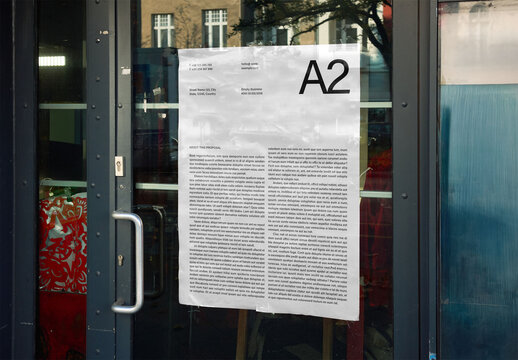 Mockup Of Customizable Vertical A2 Sign On Door