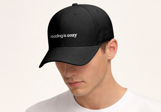 Black Cap Mockup With Cozy Message PSD