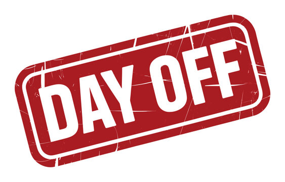 Red Stamp with "Day Off" Text, Grunge Style